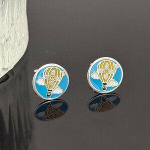 New Mexico Hot air balloon Earrings S925 Sterling Silver Handmade Ear Stud